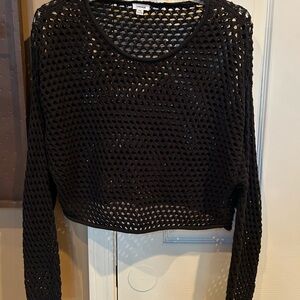 Garage Black Mesh Long Sleeve Top